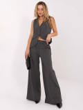 Elegant wide-leg striped trousers, dark grey