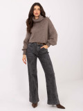 Dark Grey Straight-Leg Jeans with High Waist