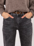 Dark Grey Straight-Leg Jeans with High Waist