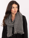 Dark grey herringbone scarf with fringes
