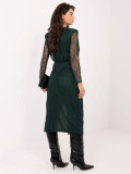 Elegant dark green lace midi pencil dress