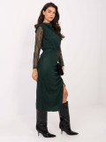Elegant dark green lace midi pencil dress