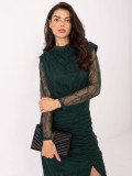 Elegant dark green lace midi pencil dress