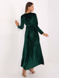 Elegant maxi dress with belt and sequins, dark green