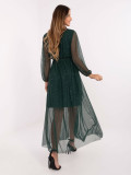 Elegant dark green maxi dress with belt