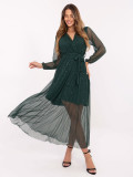 Elegant dark green maxi dress with belt