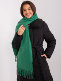 Dark Green Knitted Scarf with Fringes