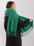 Dark Green Knitted Scarf with Fringes