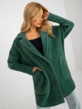 Loose Dark Green Alpaca Coat with Pockets