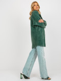 Loose Dark Green Alpaca Coat with Pockets