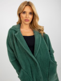 Loose Dark Green Alpaca Coat with Pockets
