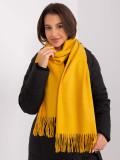 Wide Dark Yellow Scarf with Fringes