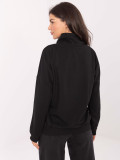 Black cotton sweatshirt with collar and pocket