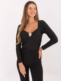 Elegant Black Blouse with Long Sleeves