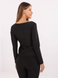 Elegant Black Blouse with Long Sleeves