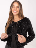 Short elegant black cardigan with sequins and lining