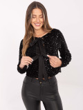 Short elegant black cardigan with sequins and lining