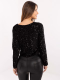 Short elegant black cardigan with sequins and lining