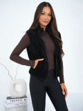 Black Faux Fur Women's Vest
