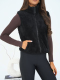 Black Faux Fur Women's Vest
