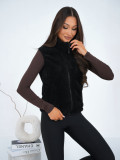 Black Faux Fur Women's Vest