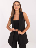 Long black elegant vest with lining