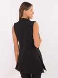 Long black elegant vest with lining