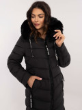 Black Quilted Winter Jacket with Hood