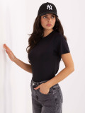 Black smooth short-sleeve blouse