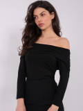Black off-shoulder blouse with 3/4 sleeves