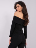 Black off-shoulder blouse with 3/4 sleeves