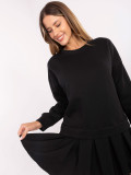 Black flared sweatshirt dress with long sleeves