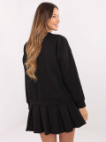 Black flared sweatshirt dress with long sleeves