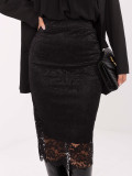 Black midi skirt with lace and lining