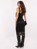 Black midi skirt with lace and lining