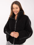 Short black faux fur jacket without hood