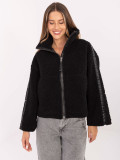 Short black faux fur jacket without hood