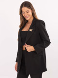 Elegant black blazer with lining and brooch