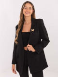 Elegant black blazer with lining and brooch
