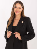 Elegant black blazer with brooch and lining