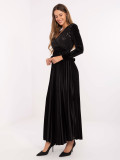 Black maxi dress with belt and sequins