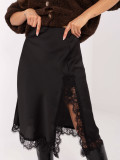 Elegant black midi skirt with lace