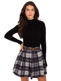 Black checkered mini skirt with belt