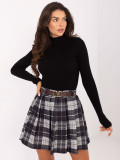 Black checkered mini skirt with belt