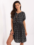 Flared Black Dress with Dots