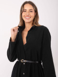 Black Shirt Midi Dress with Belt