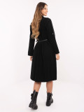 Black Shirt Midi Dress with Belt