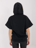 Black cotton hoodie with zipper