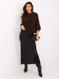 Black midi skirt with lace and textured fabric