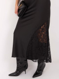 Black midi skirt with lace and textured fabric